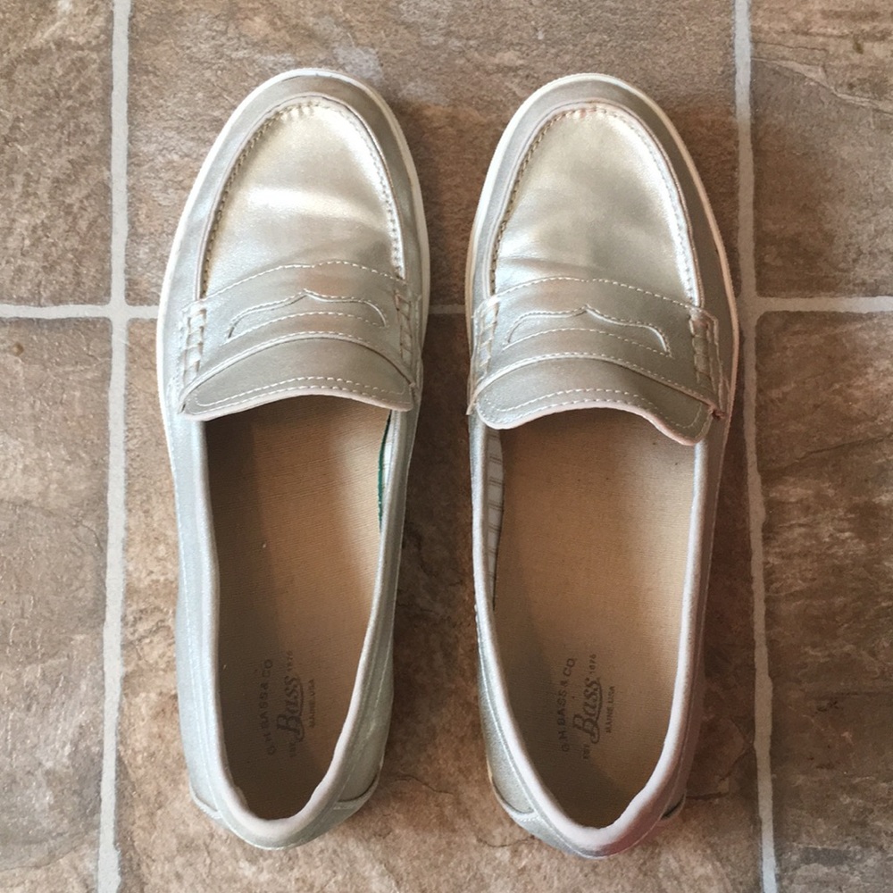 G. H. Bass & Co. Gold Metallic Poppy Loafers Shoes